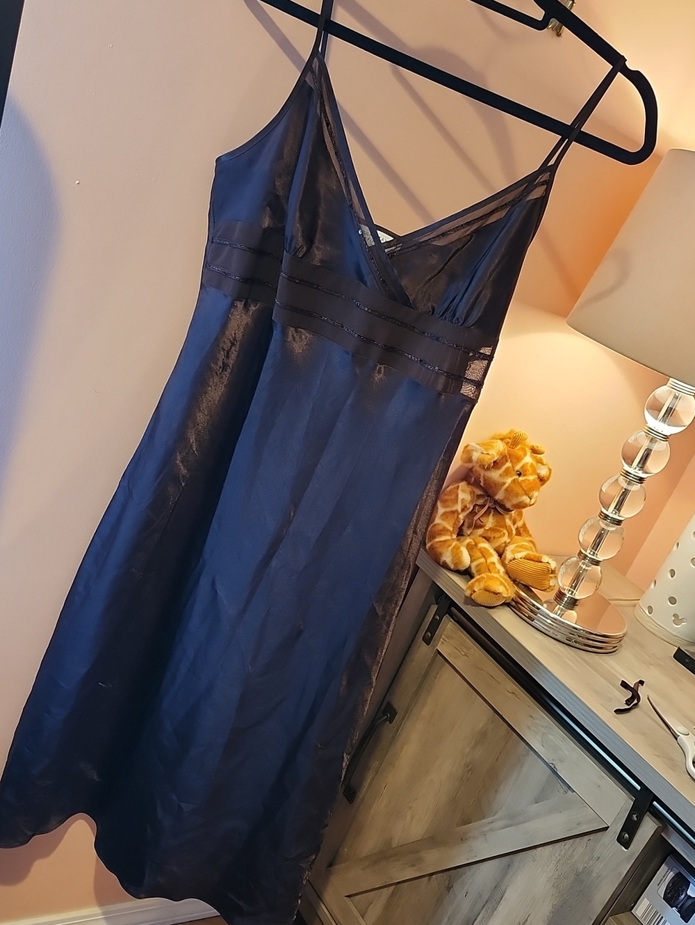 Morgan Taylor Brown Satin Slip with Lace-Detail